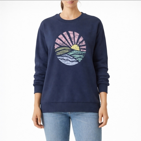 C&C California Tops - C&C California Navy Sun & Ocean Graphic Crewneck Sweatshirt XS